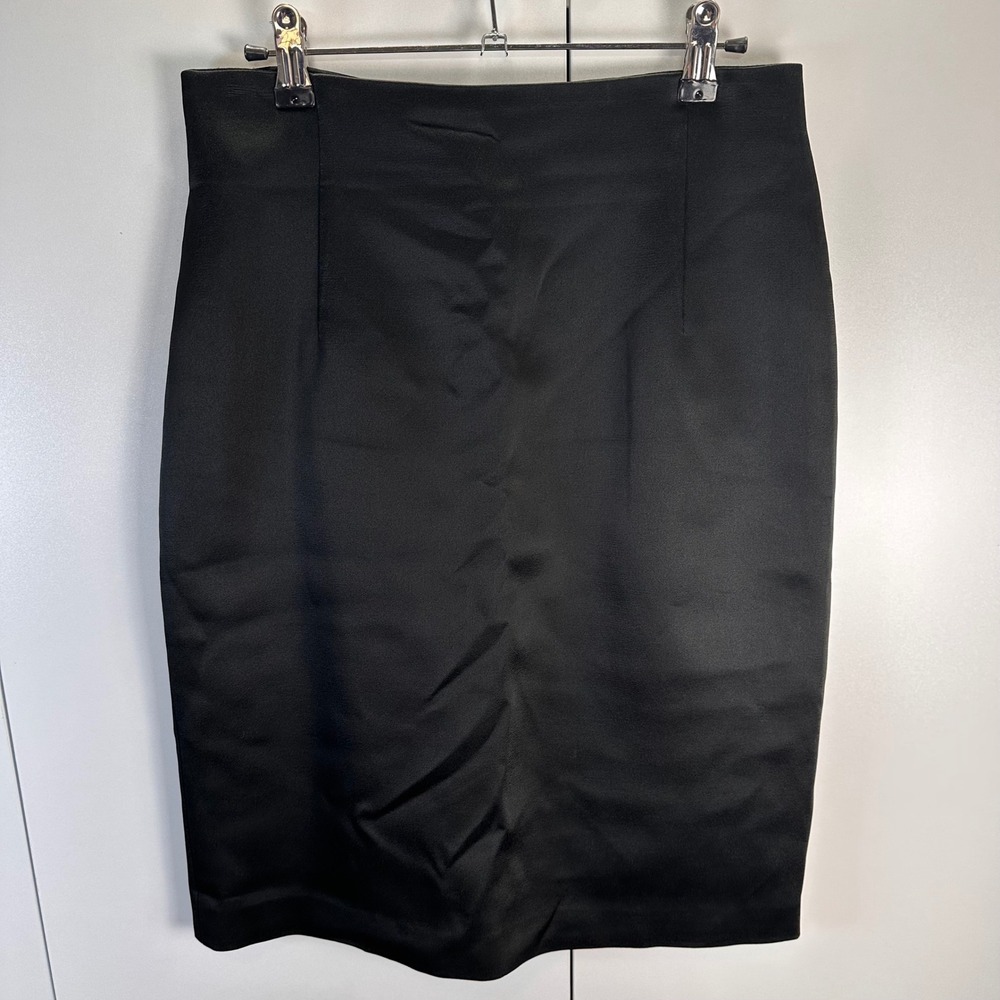 LIST Boutique Made in Italy Womens Sz 44 Black Pencil Skirt High Waist Luxury